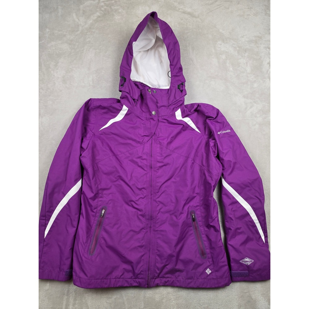Columbia Interchange Ski Jacket Womens XL Purple Omni-Tech Waterproof Hooded
